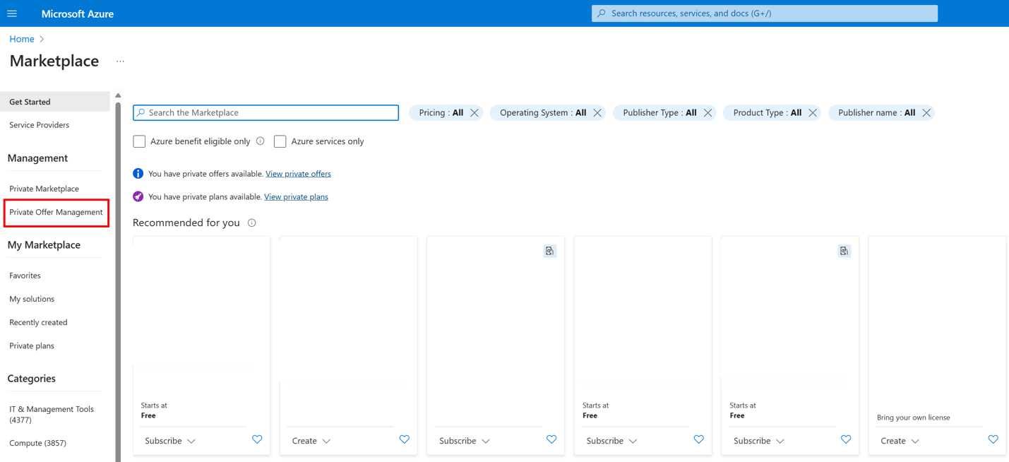 Select private offer